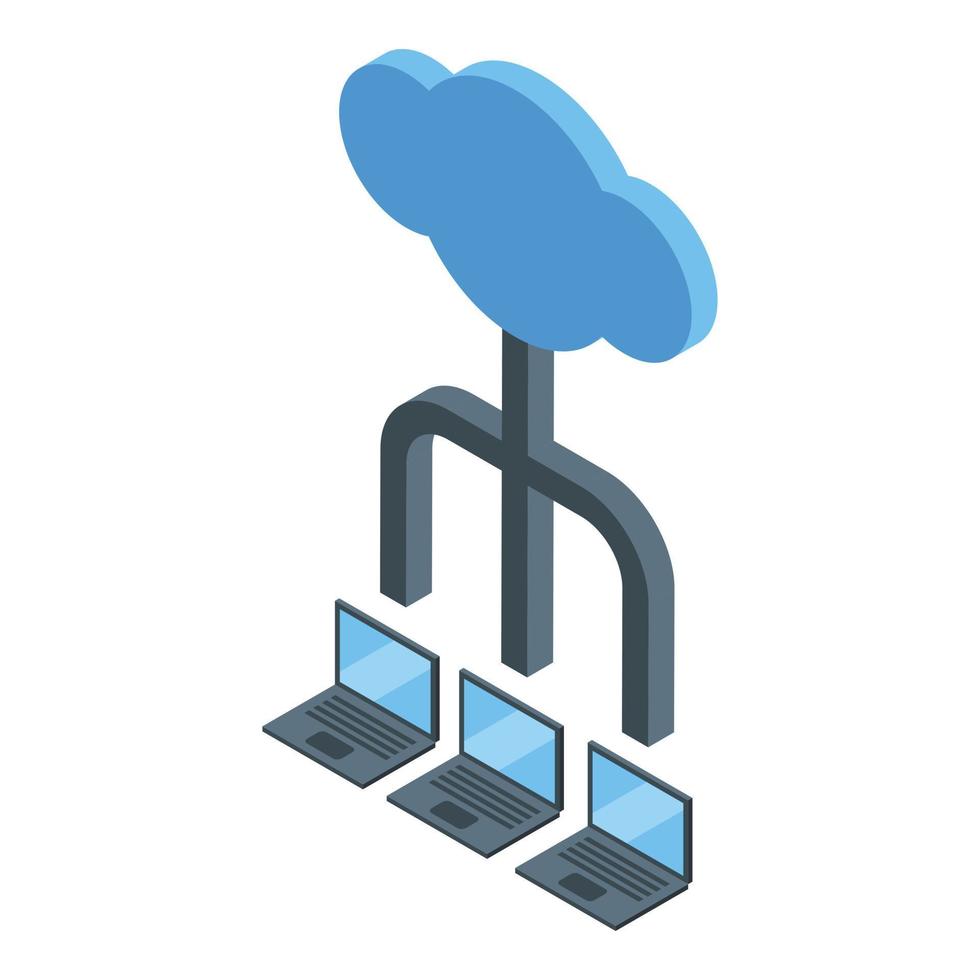vetor isométrico de ícone de rede de nuvem. sistema de dados