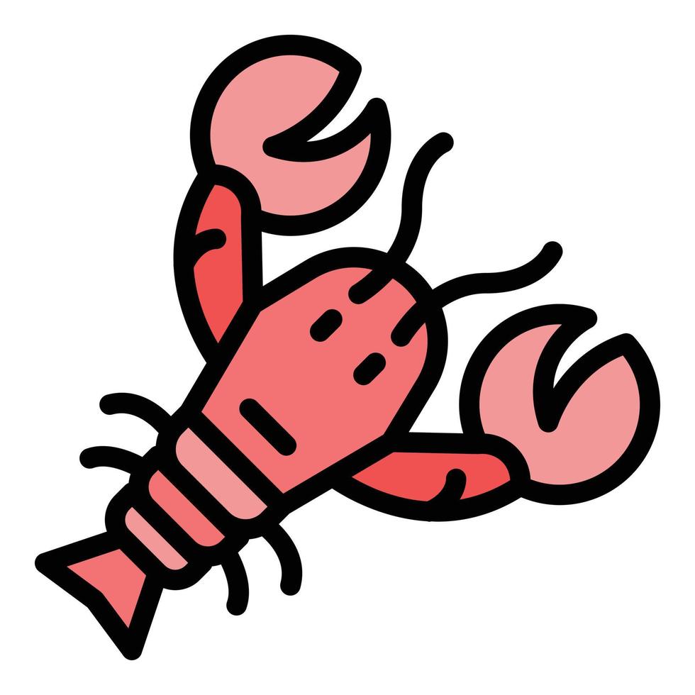 vetor de contorno de cor de ícone de comida de lagosta