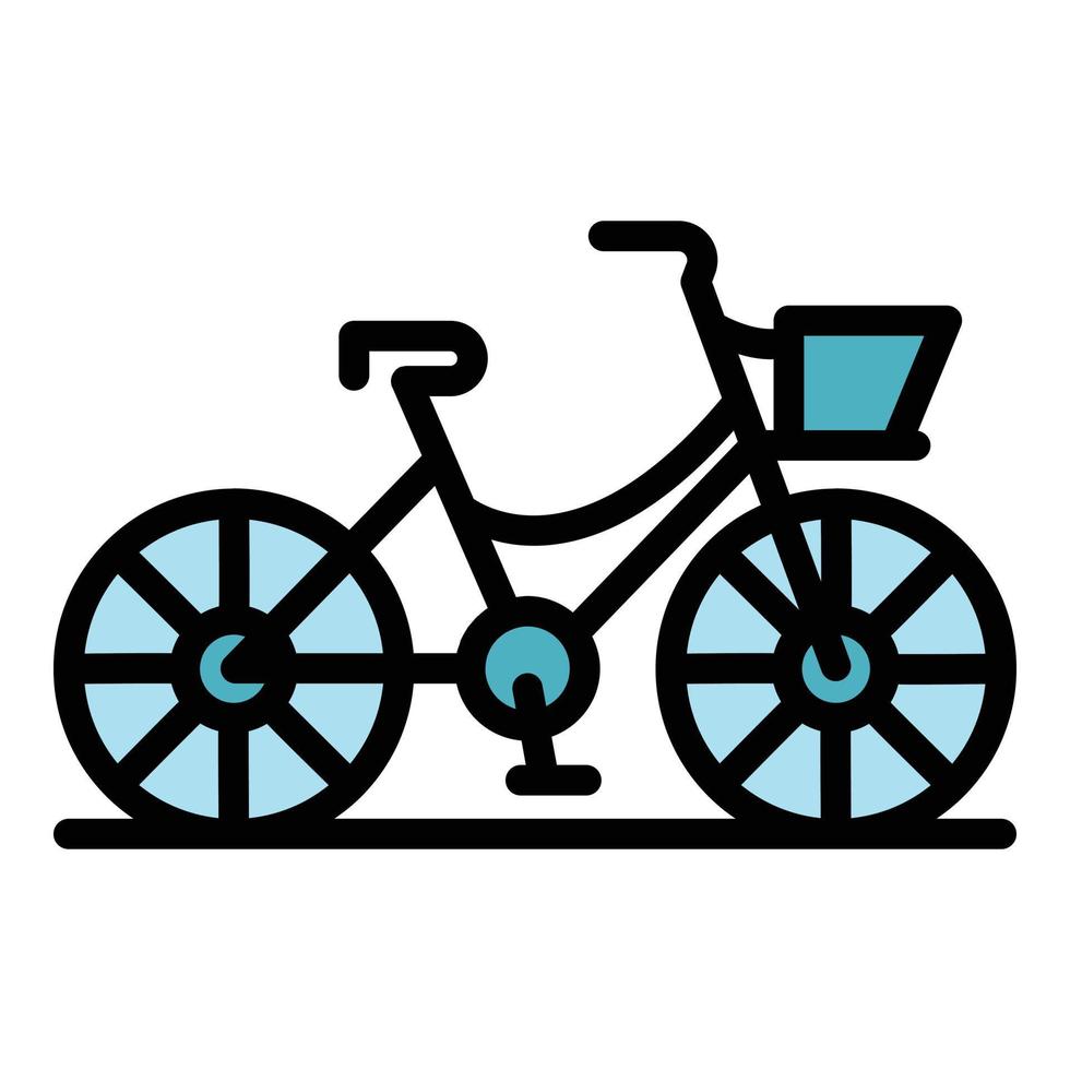 vetor de contorno de cor de ícone de bicicleta francesa