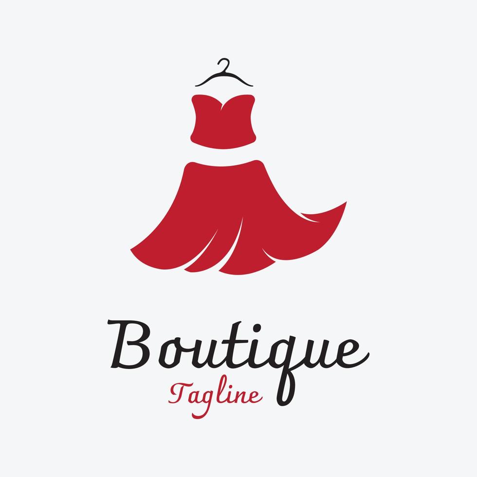 modelo de logotipo de moda feminina com cabide, roupas de luxo. logotipo para negócios, boutique, loja de moda, modelo, compras e beleza. vetor