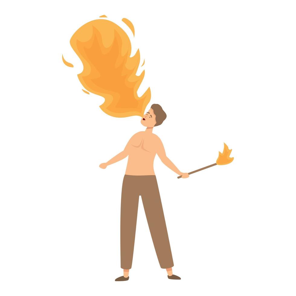 vetor de desenhos animados de ícone de chama de boca. show de fogo