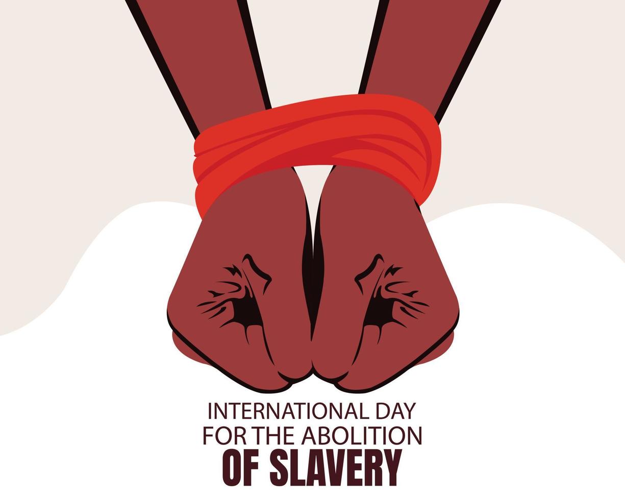gráfico vetorial de ilustração de um par de mãos amarradas por corda, perfeito para o dia internacional, a abolição da escravidão, comemorar, cartão de felicitações, etc. vetor