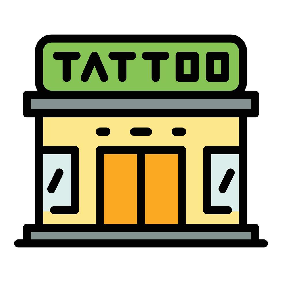 vetor de contorno de cor de ícone de estúdio de tatuagem
