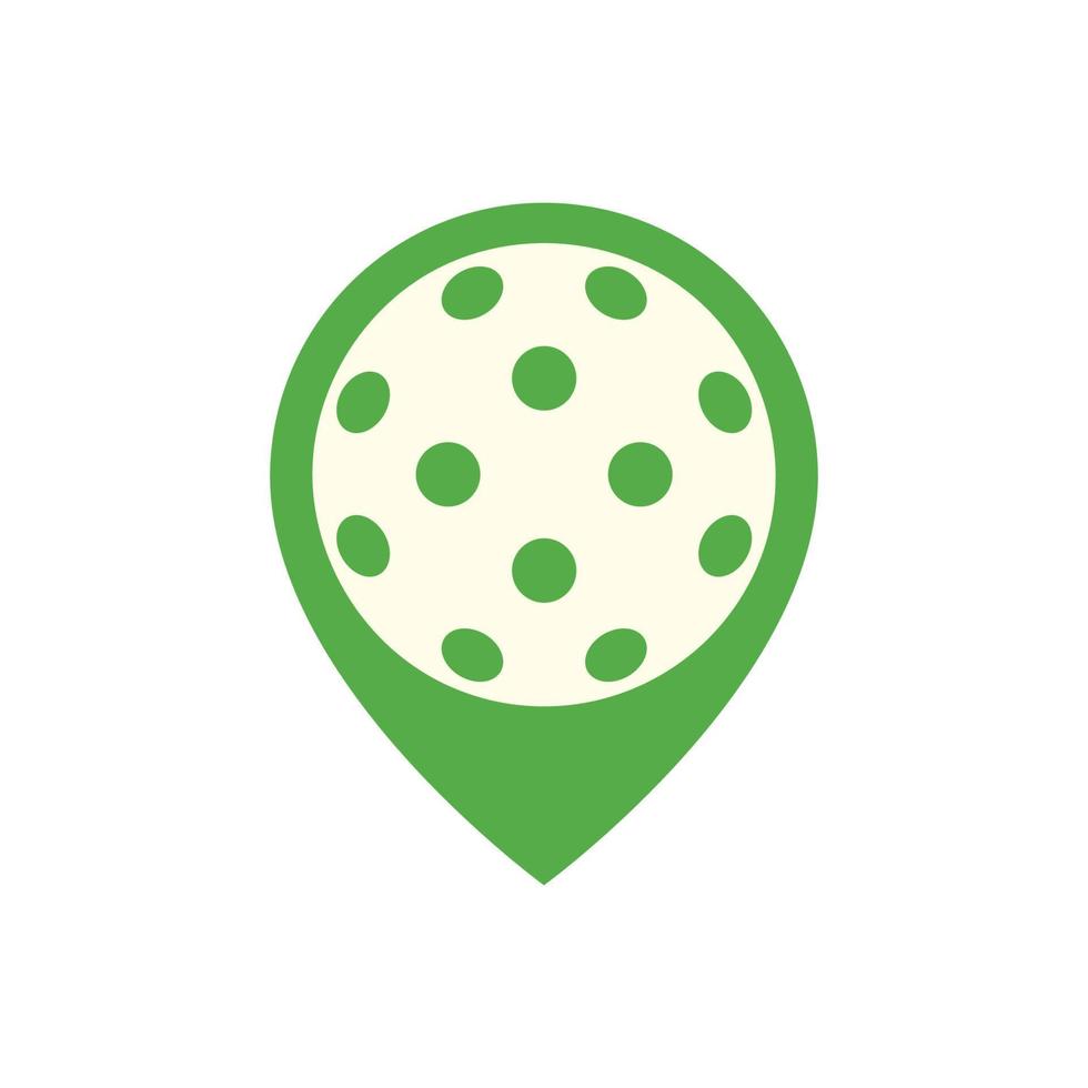logotipo de localização da bola pickleball. ícone do ponteiro do mapa. ilustração vetorial isolada no fundo branco. vetor
