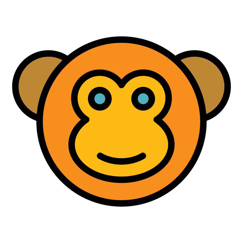 vetor de contorno de cor de ícone de macaco gibão