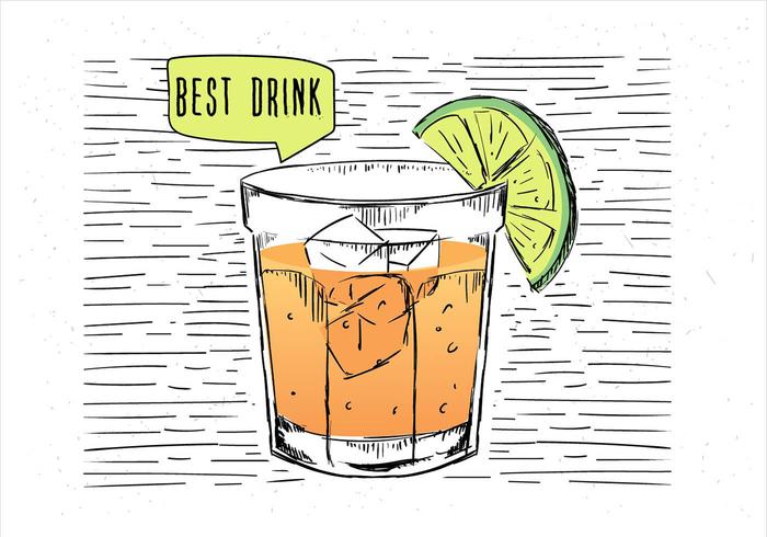 Ilustração desenhada mão do cocktail do vetor desenhado mão