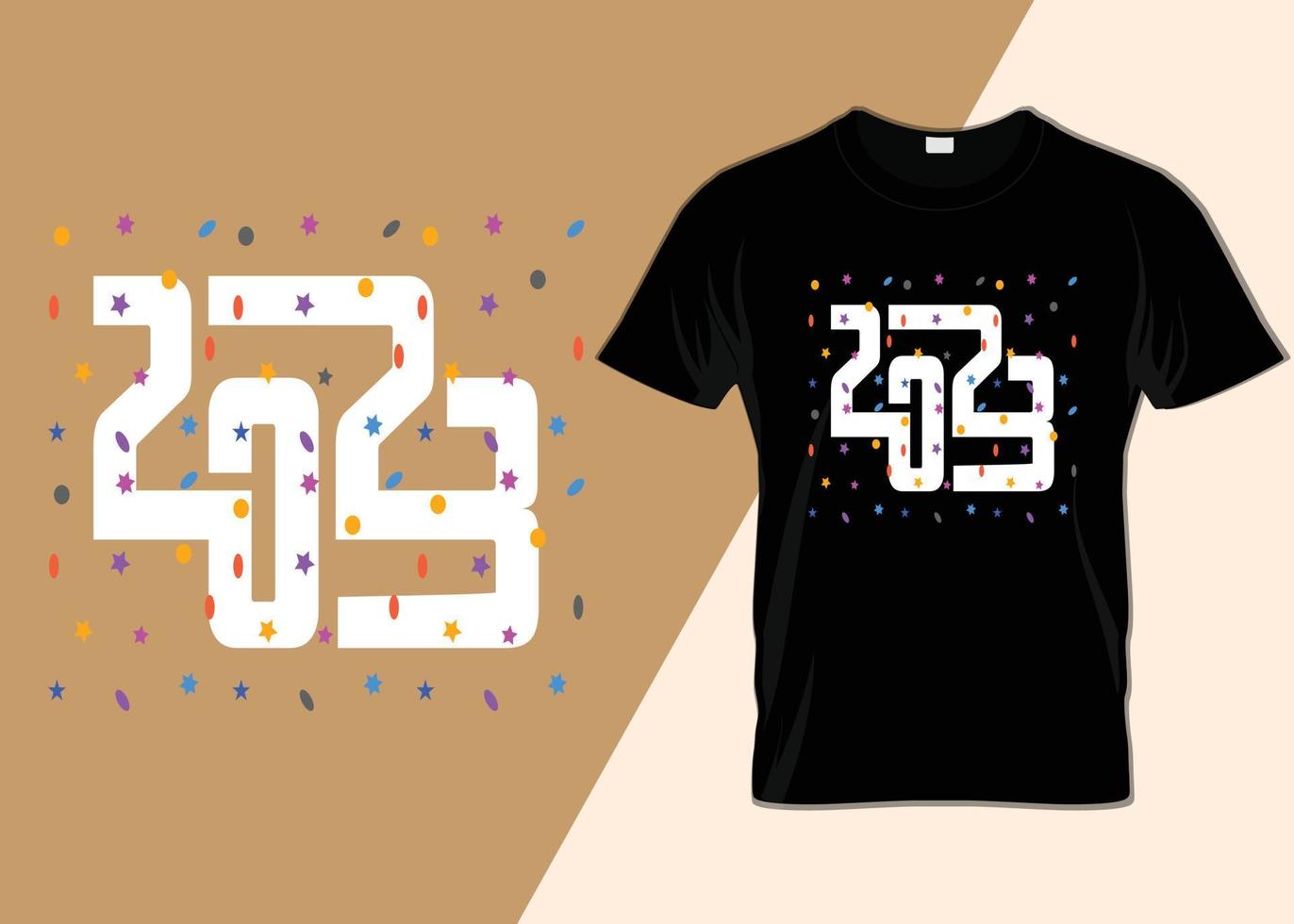 feliz ano novo 2023 design de t-shirt de tipografia vetor