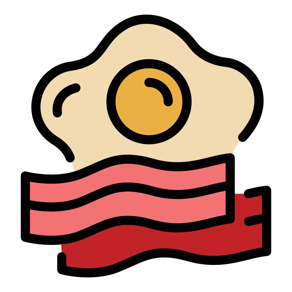 vetor de contorno de cores de ícone de bacon de ovo