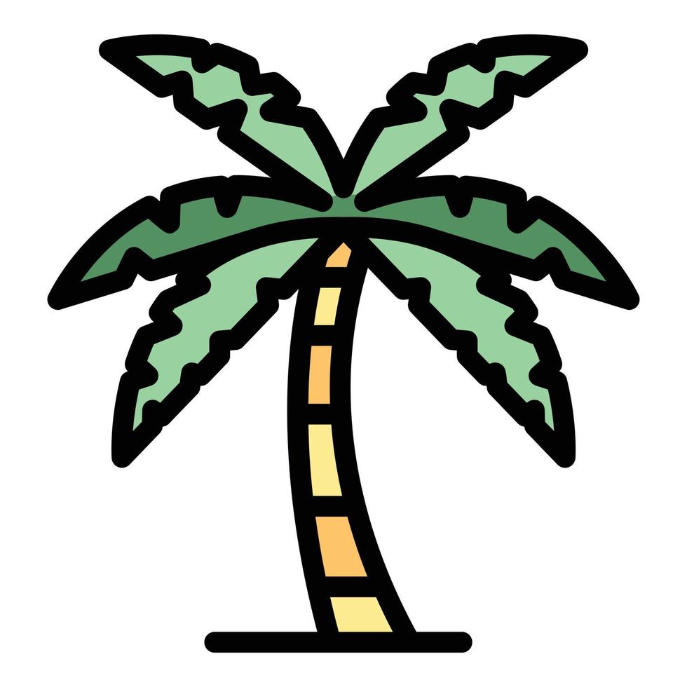 vetor de contorno de cor de ícone de palmeira do mar