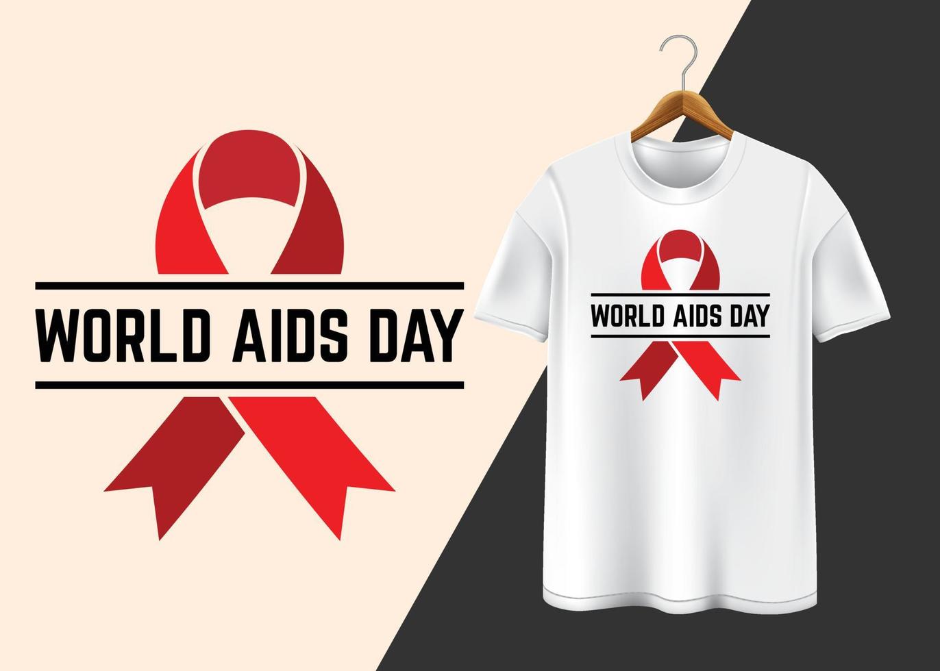 design de camiseta do dia mundial da aids 1º de dezembro vetor