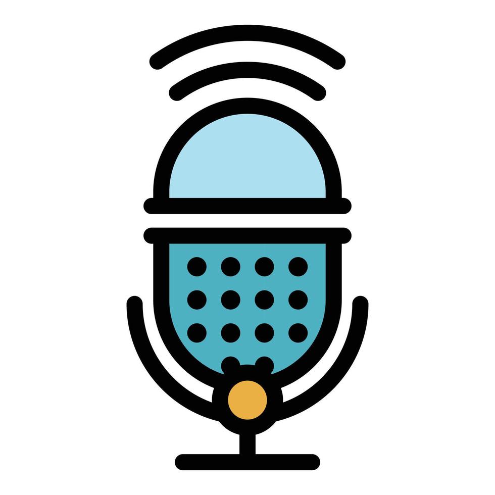 vetor de contorno de cor de ícone de microfone de podcast