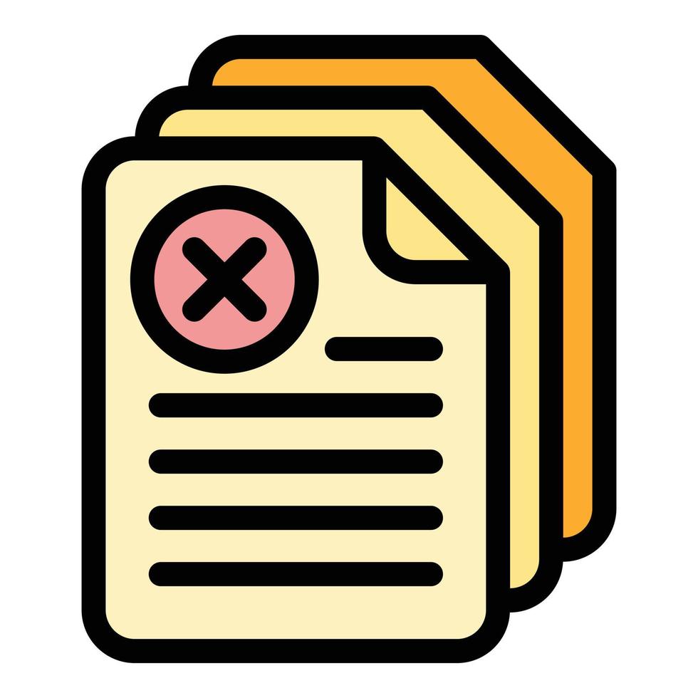 cancelar vetor de contorno de cor de ícone de documentos