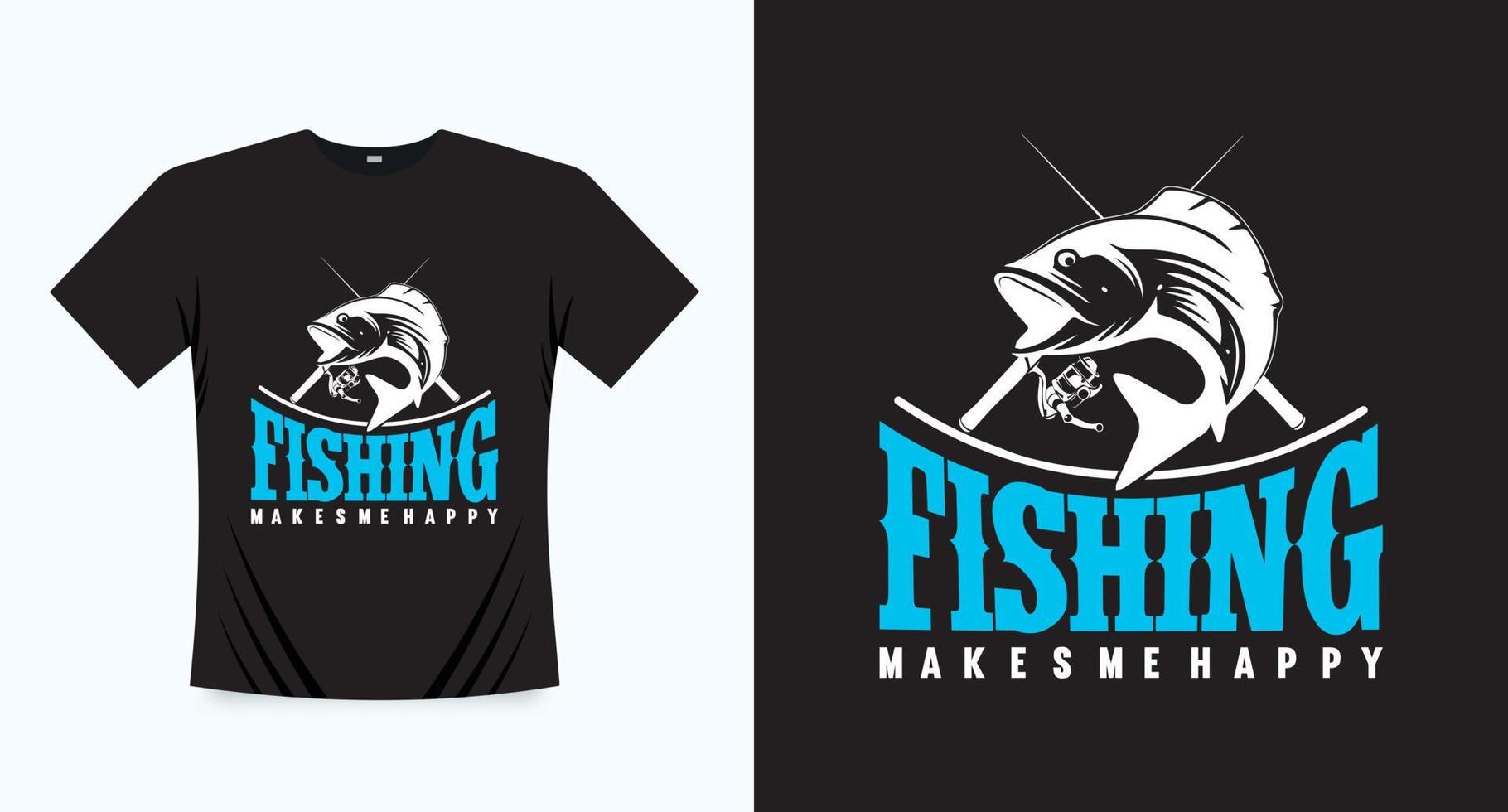 modelo de design de impressão de camiseta de pesca vetor
