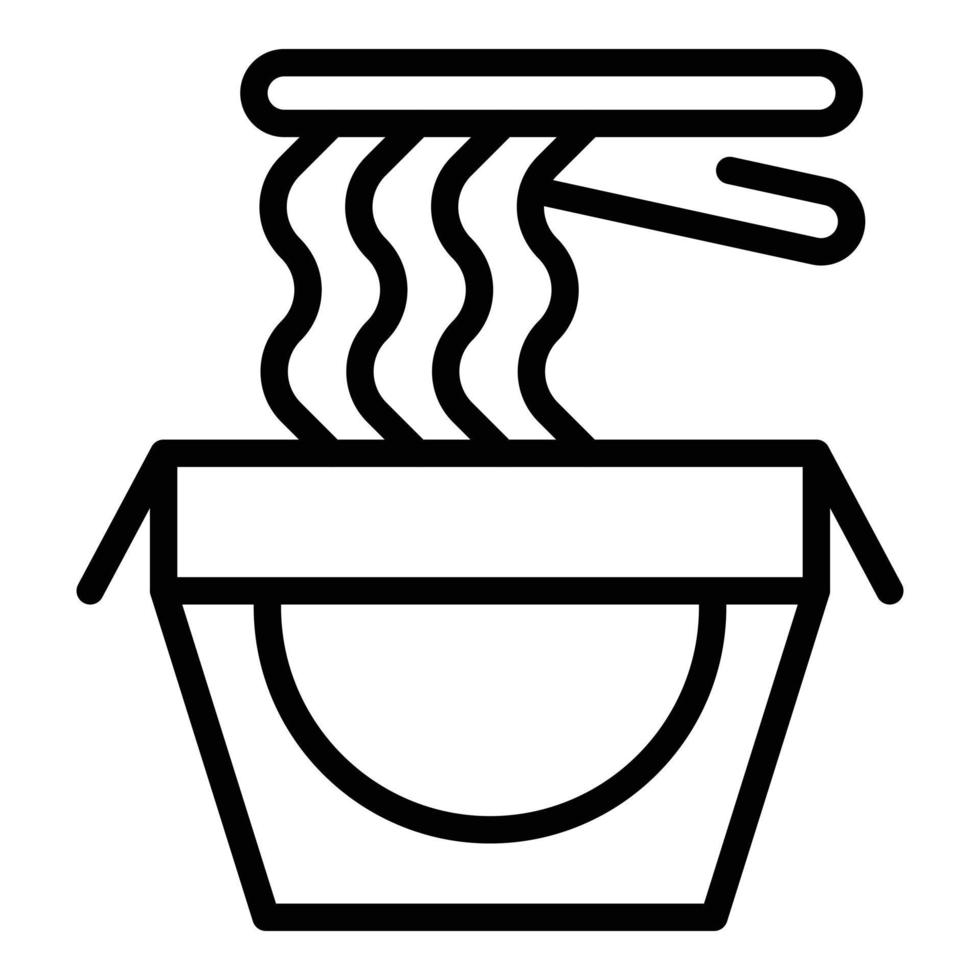 vetor de contorno do ícone de caixa de macarrão. comida japonesa