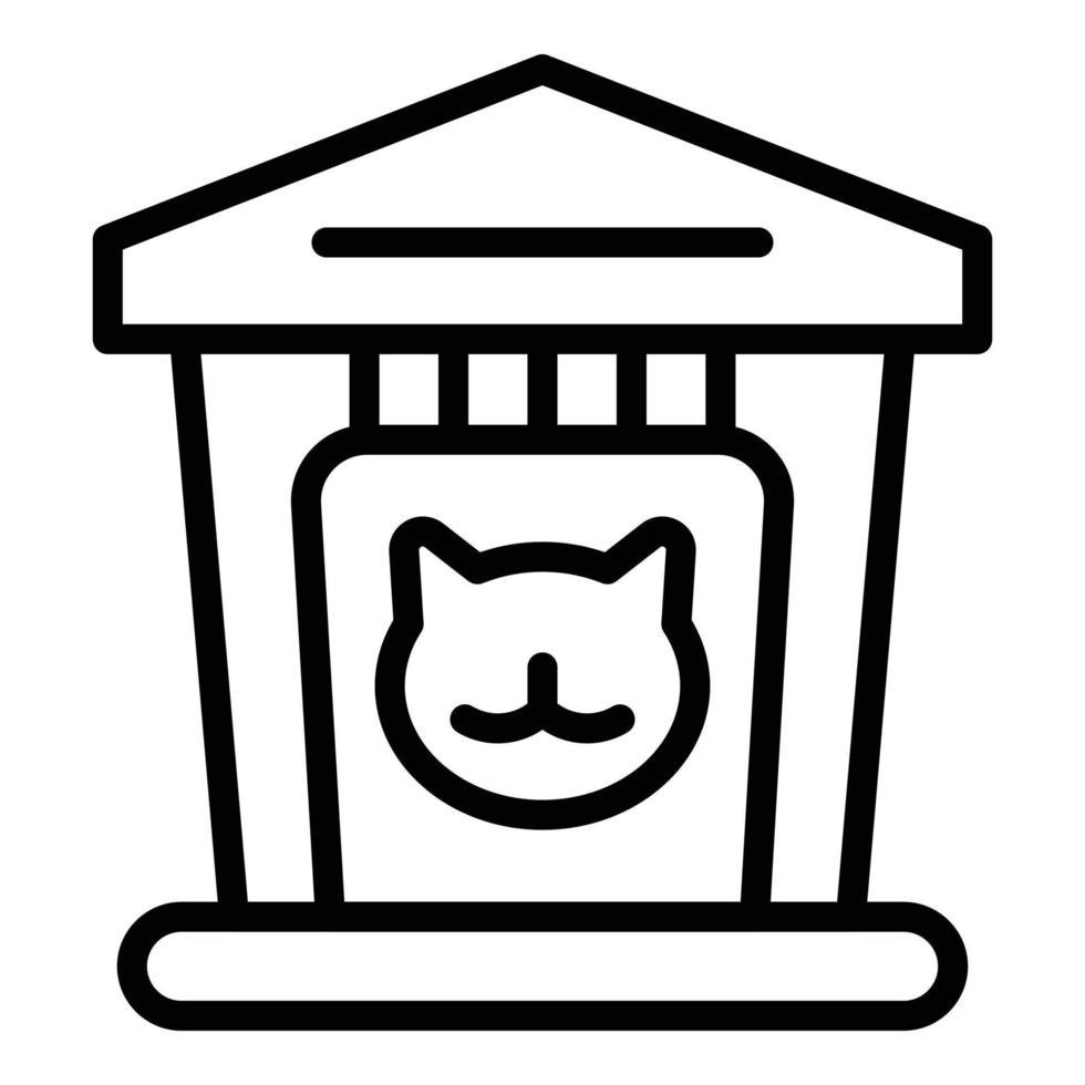 vetor de contorno do ícone de casa de gato. torre de estimação