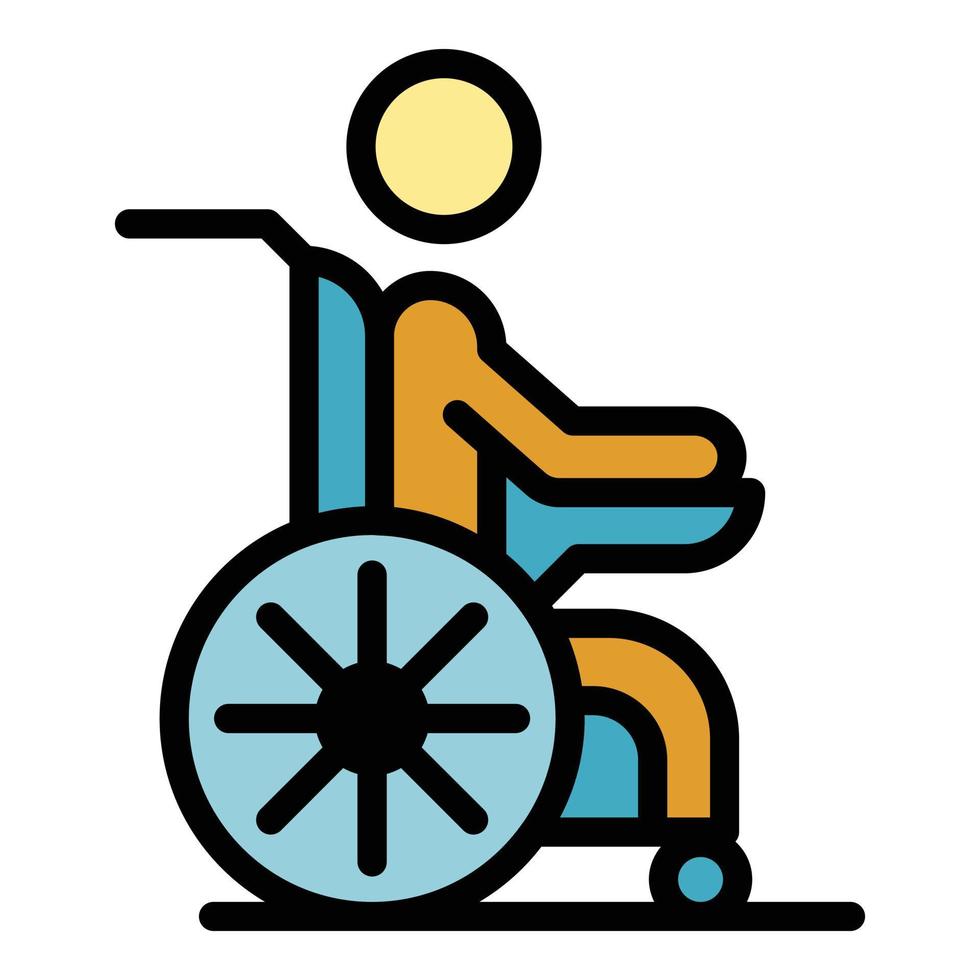 vetor de contorno de cor de ícone elétrico de cadeira de rodas