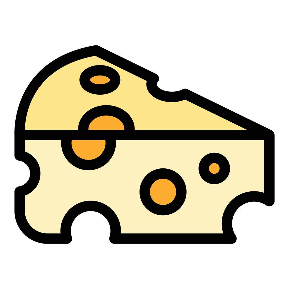 vetor de contorno de cor de ícone de fatia de queijo