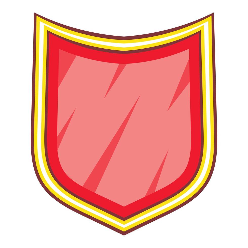 ícone de escudo vermelho em branco, estilo cartoon vetor