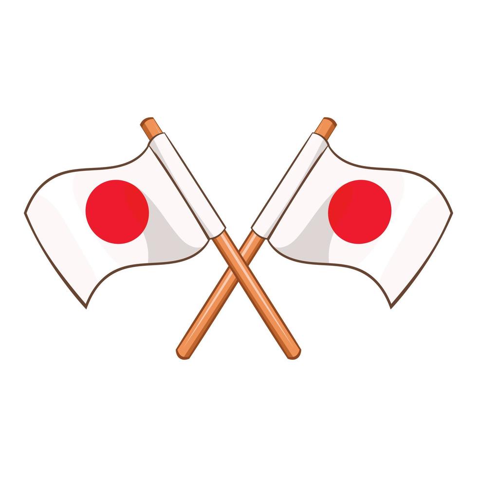 bandeiras cruzadas do ícone do Japão, estilo cartoon vetor