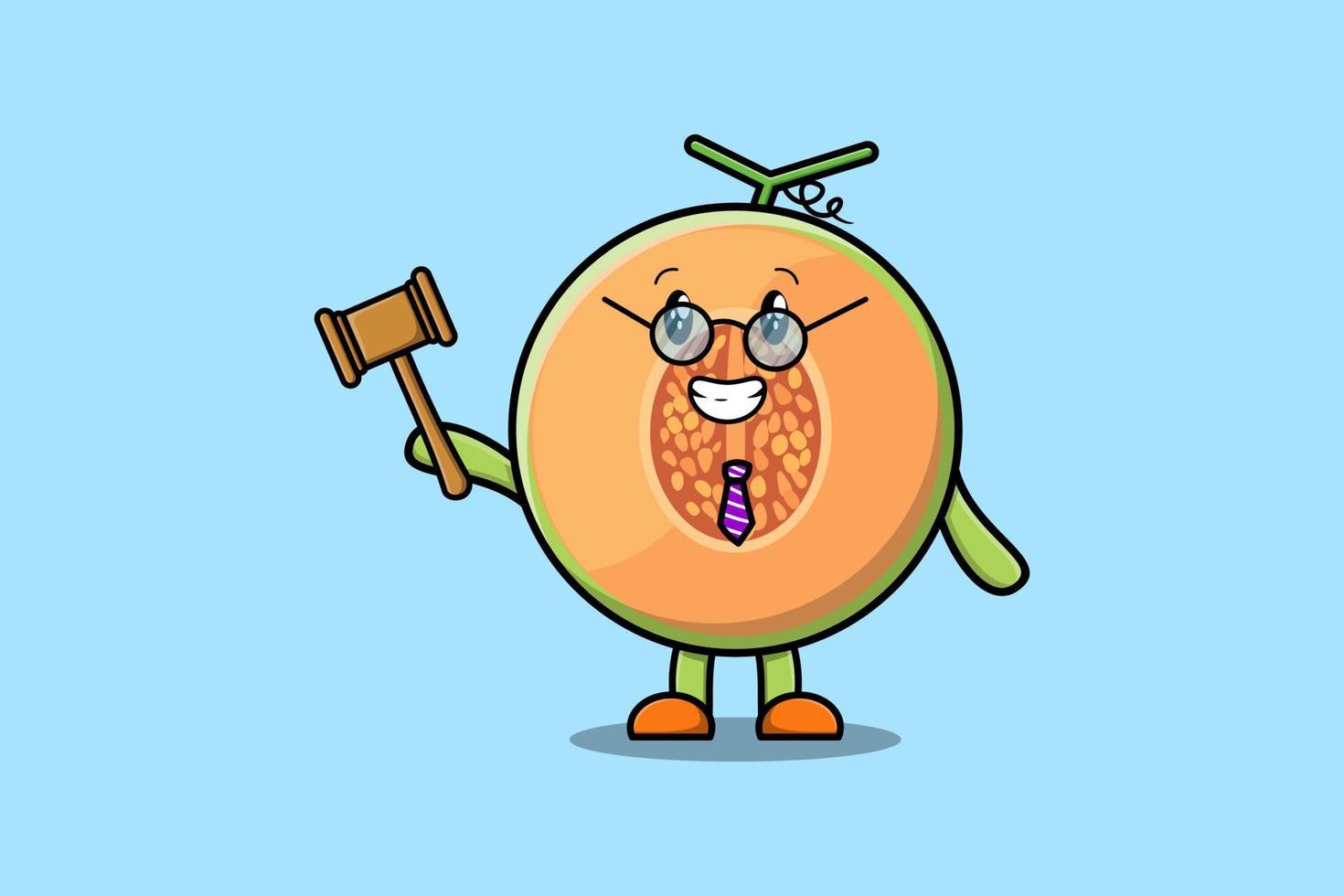 personagem de mascote de desenho animado bonito juiz sábio melão vetor