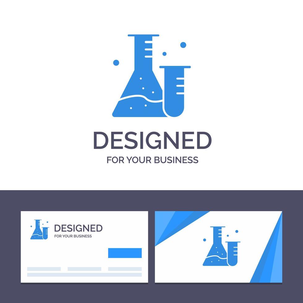 cartão de visita criativo e modelo de logotipo frasco tubo laboratório ciência ilustração vetorial vetor