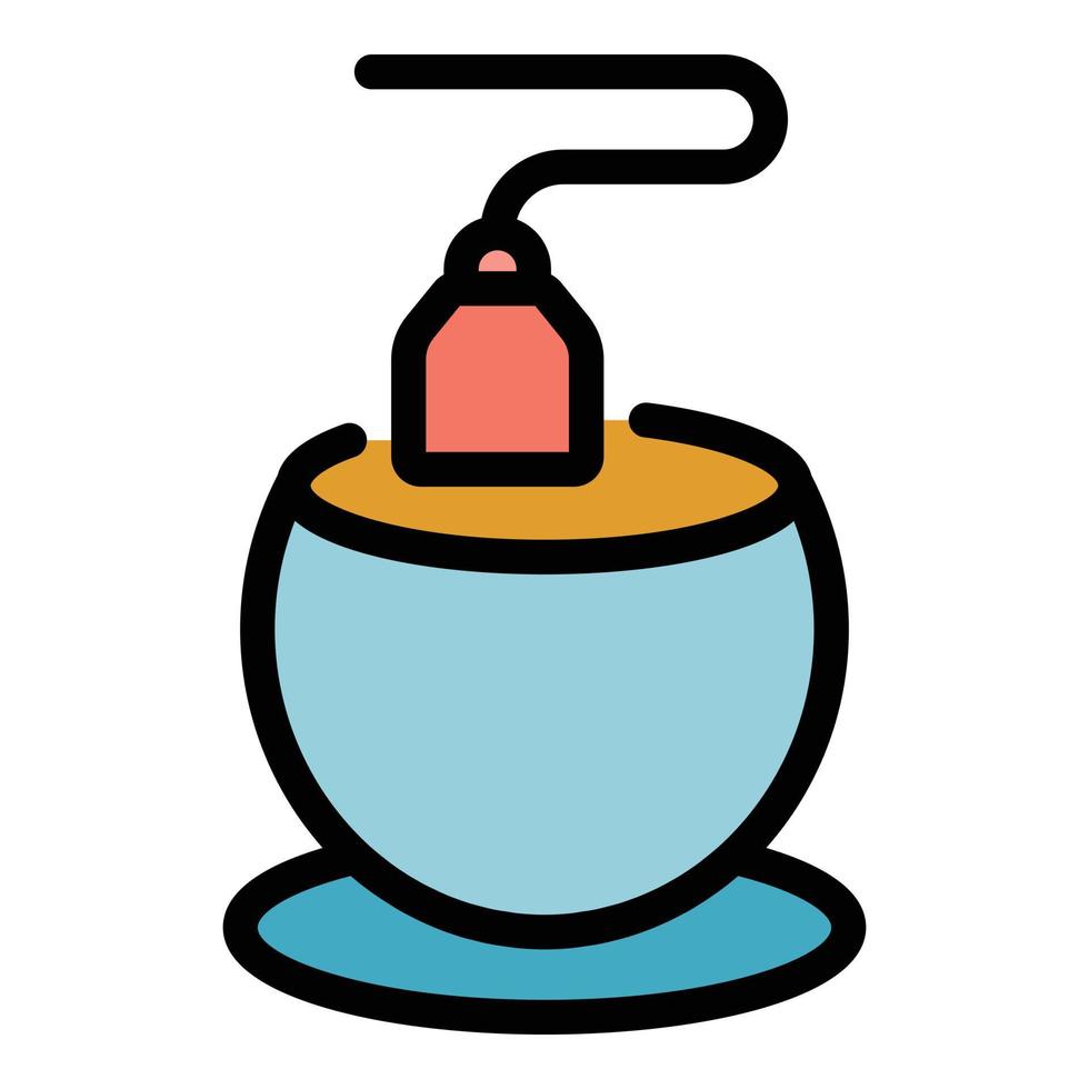 vetor de contorno de cor de ícone de xícara de saquinho de chá