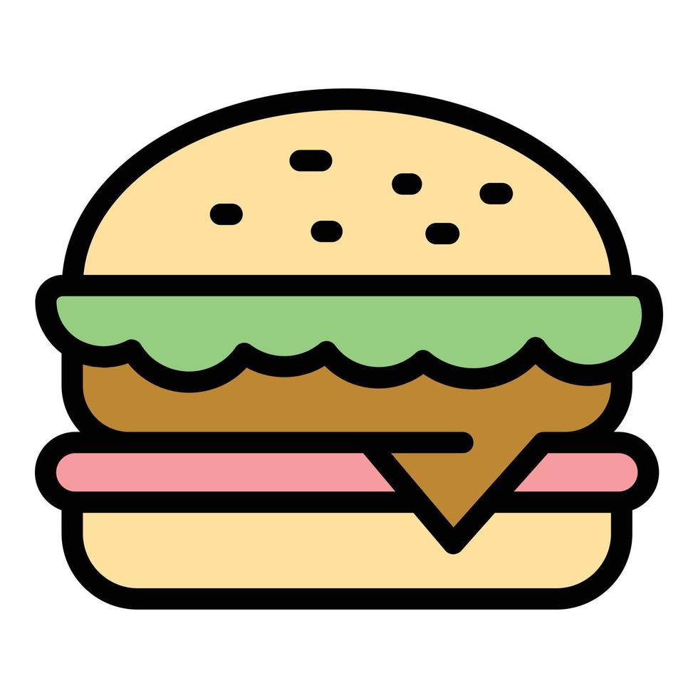vetor de contorno de cor de ícone de hambúrguer