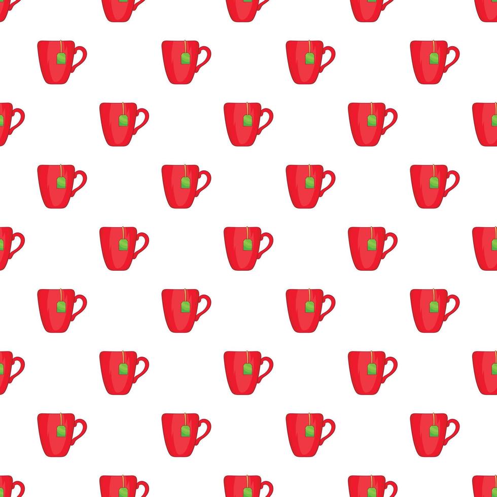 xícara vermelha de padrão de chá, estilo cartoon vetor