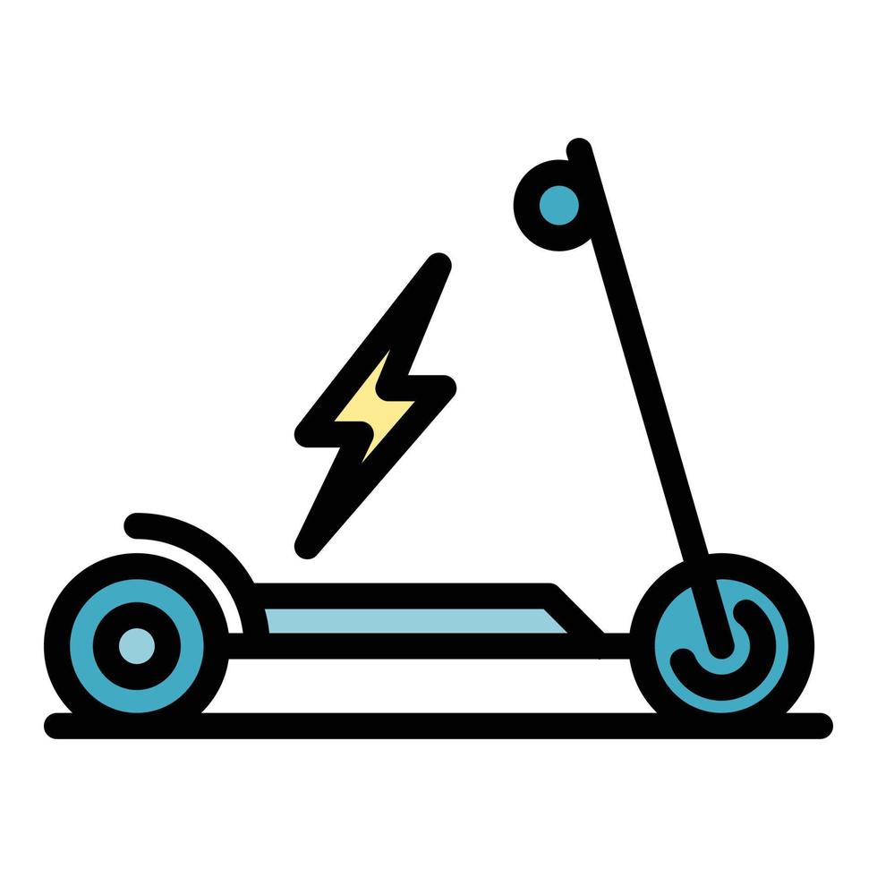 vetor de esboço de cor de ícone de scooter elétrico de carga rápida
