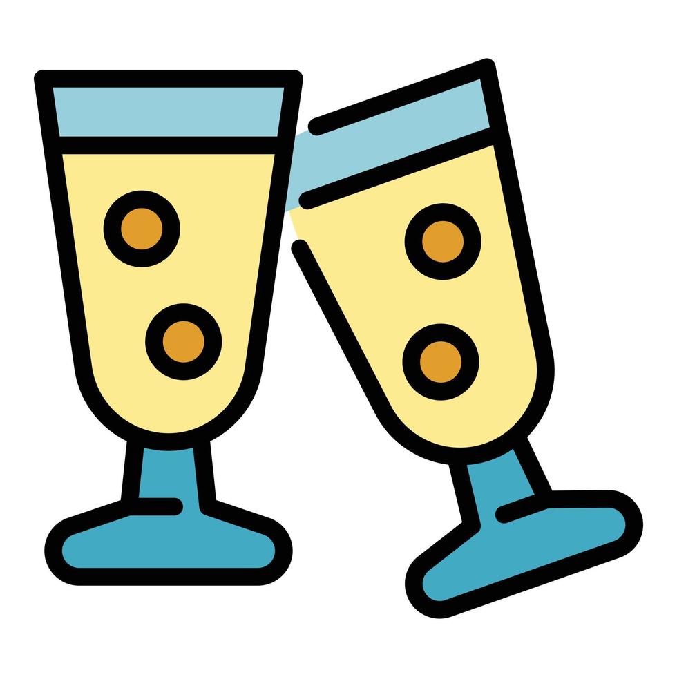 felicidades vetor de contorno de cor de ícone de copos de champanhe