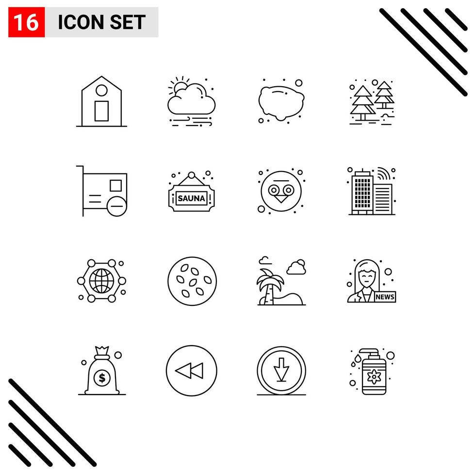 16 ícones criativos, sinais e símbolos modernos de hardware de fitness, dispositivos vegetais, cartão, elementos de design vetorial editáveis vetor