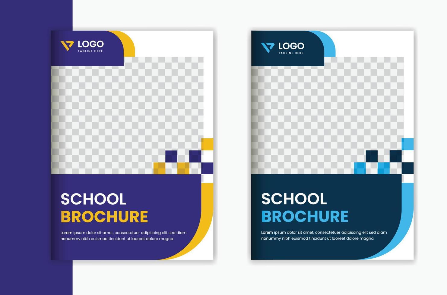 modelo de design de brochura de design de capa de admissão escolar, design de portfólio de revista educacional vetor