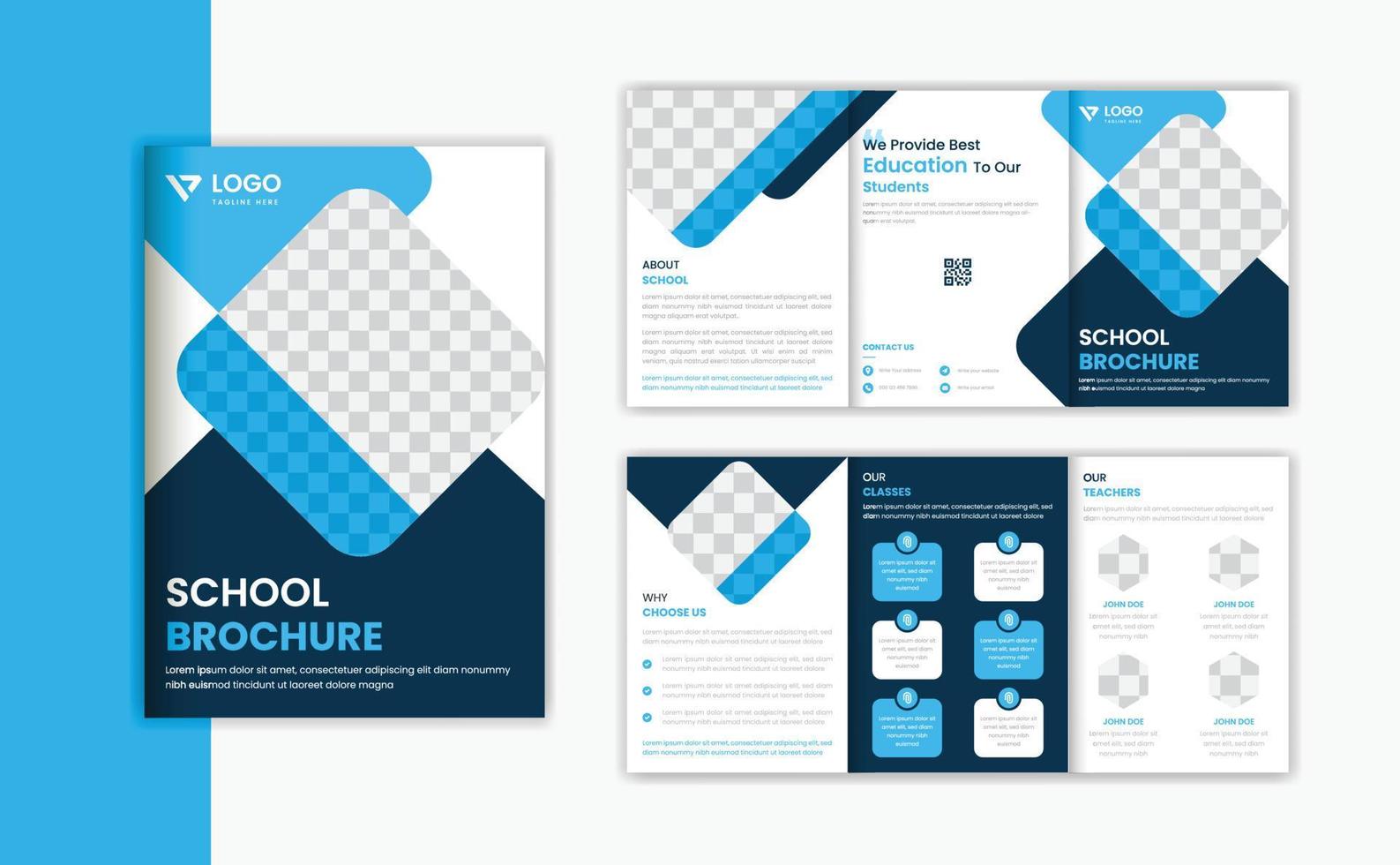 modelo de design de brochura com três dobras para educação a5, dobra em três páginas para admissão escolar vetor