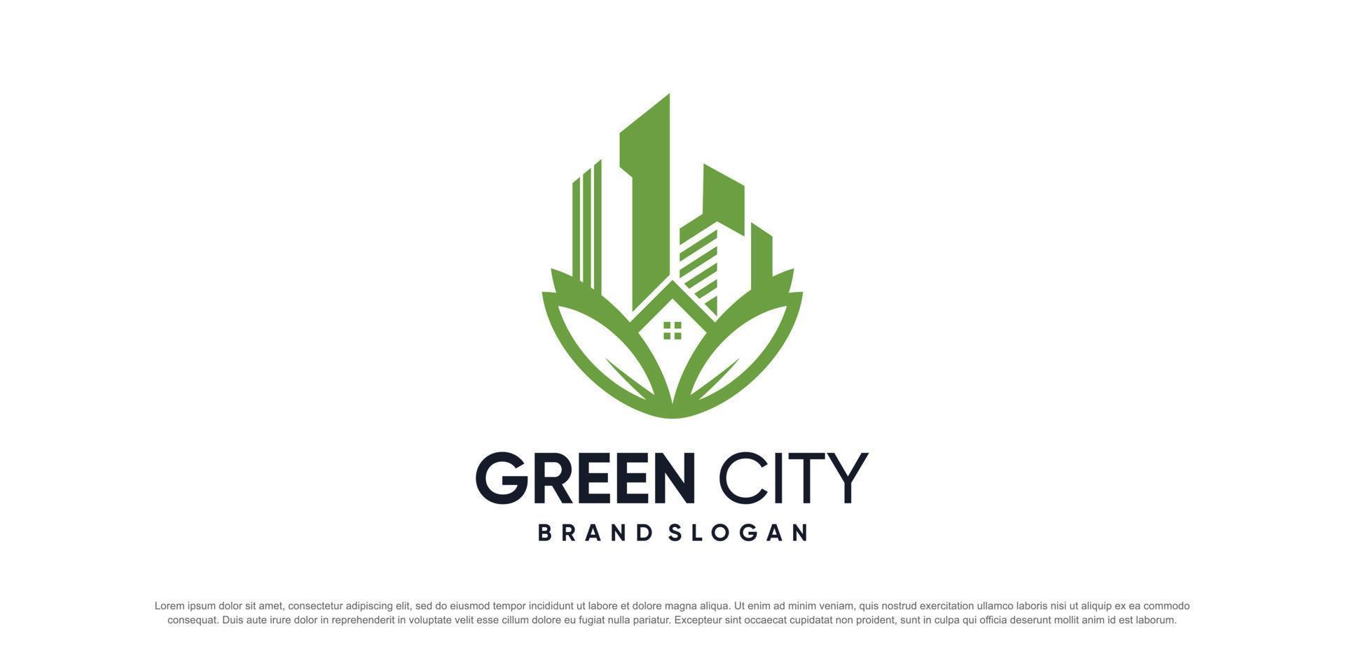 vetor de design de logotipo de cidade verde com estilo moderno