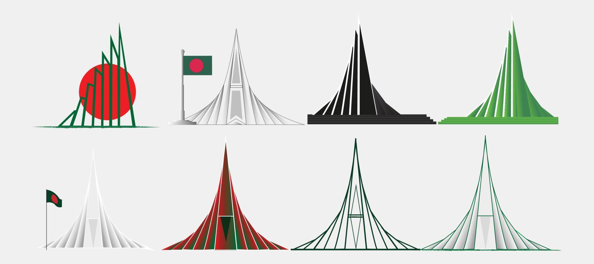 ilustração do conjunto do monumento dos mártires nacionais de bangladesh vetor