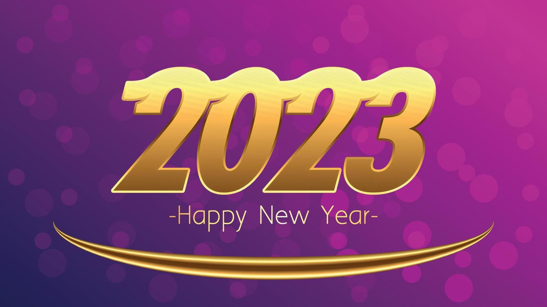cartão de feliz ano novo de 2023 com fundo de iluminação colorida vetor