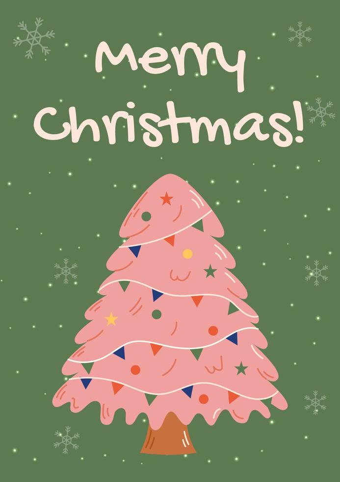 cartão de natal moderno com árvore de natal. conceito de celebração de natal e ano novo. bom para cartão, convite, banner, web design. vetor