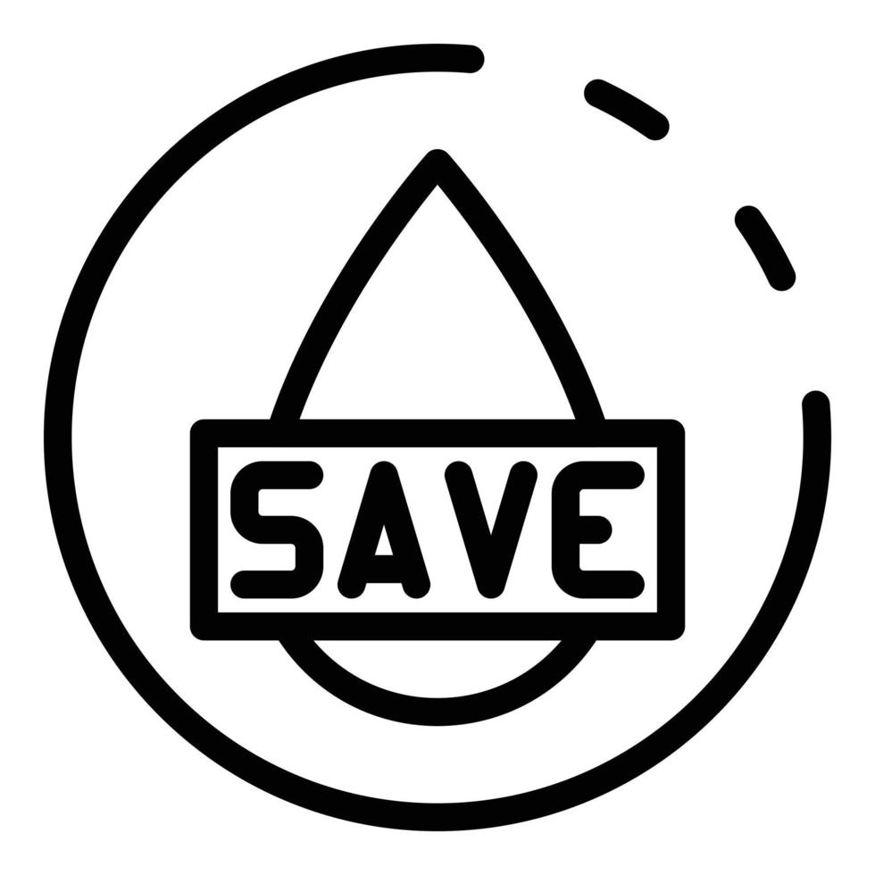 salve o vetor de contorno do ícone de gota de água. eco limpo