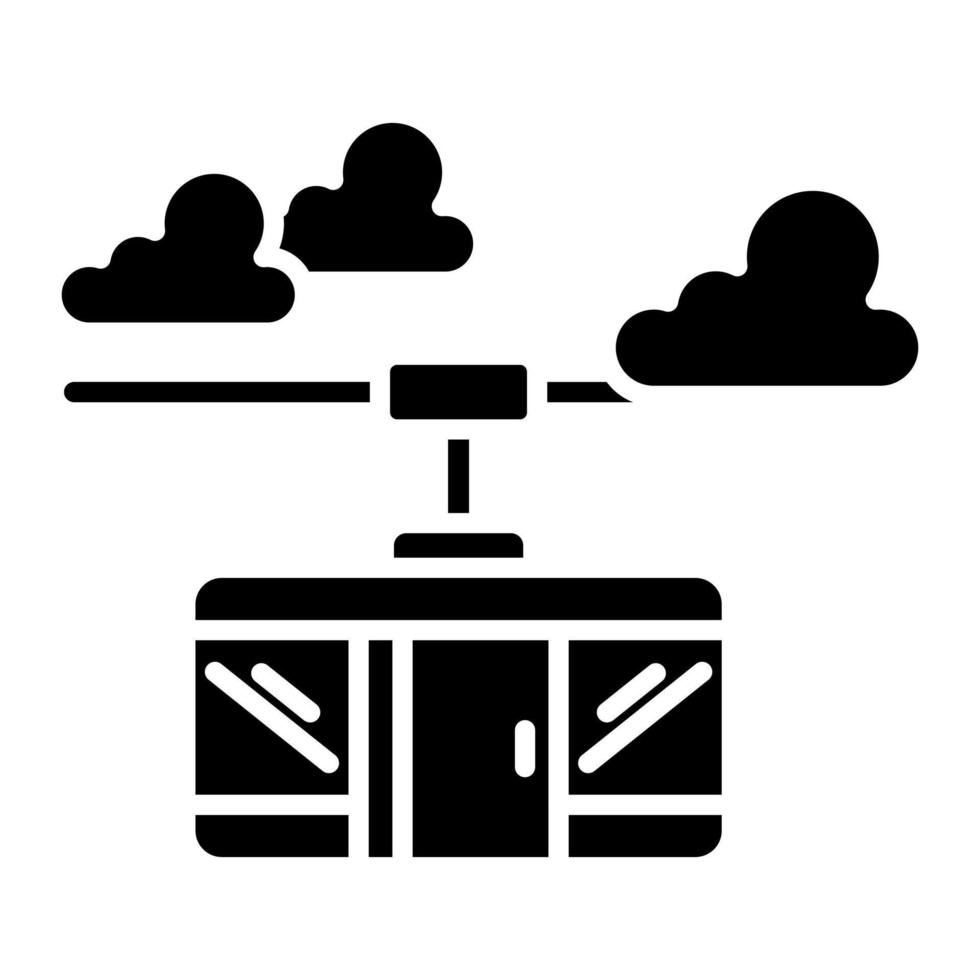 ícone de glifo de teleférico vetor