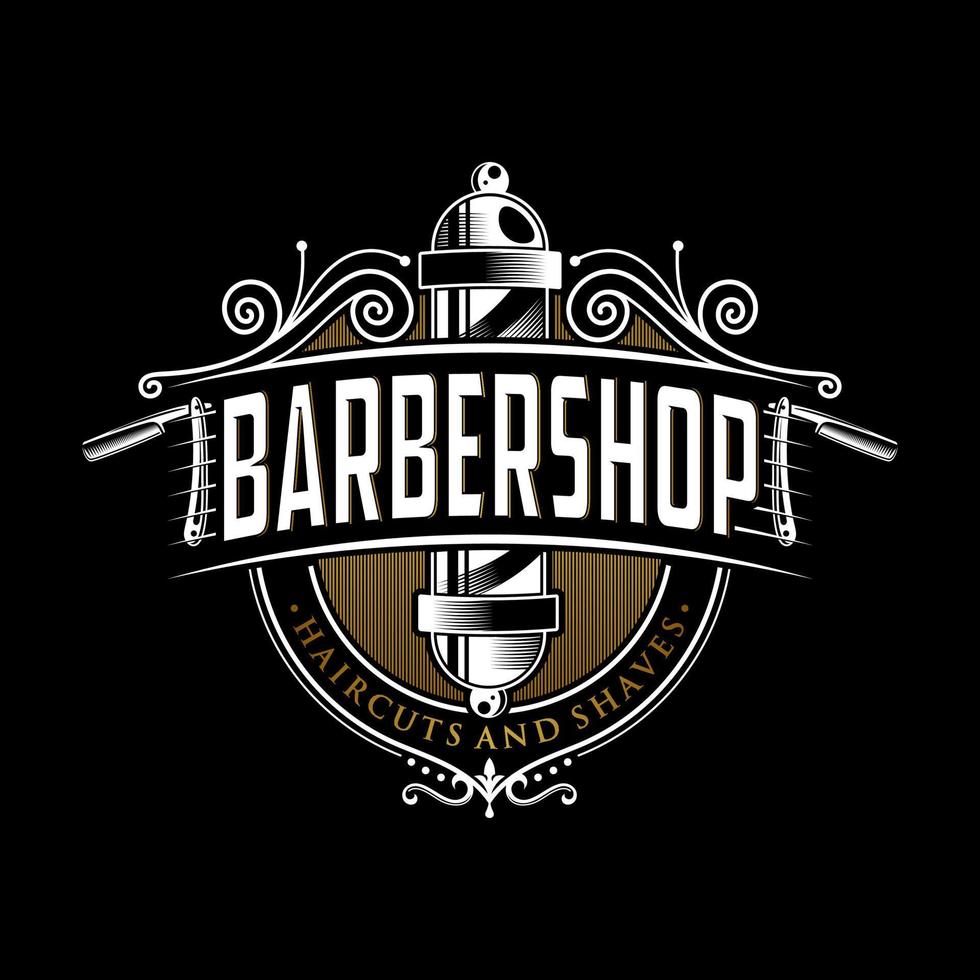 design de logotipo vintage de barbearia vetor