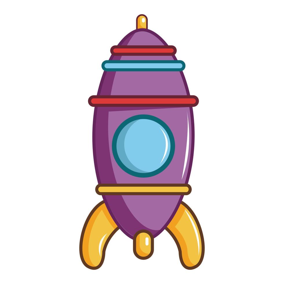 ícone de foguete de brinquedo roxo, estilo cartoon vetor