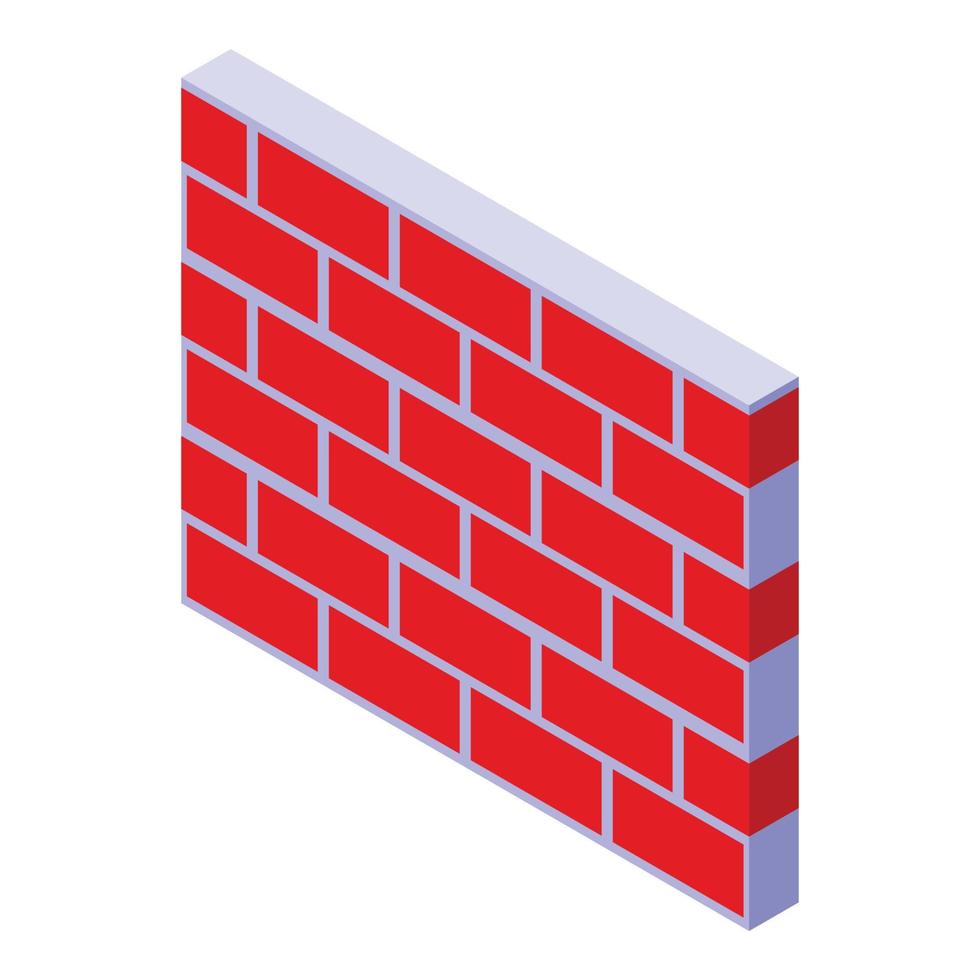 vetor isométrico do ícone da parede de tijolo vermelho. concreto cimento