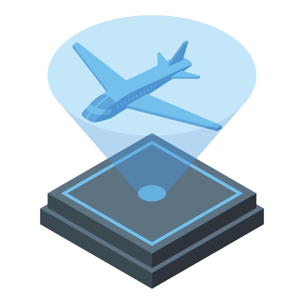 vetor isométrico do ícone do holograma do avião. projeção digital
