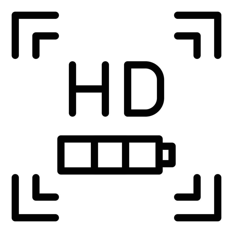 vetor de contorno do ícone de qualidade de vídeo hd. drone aéreo