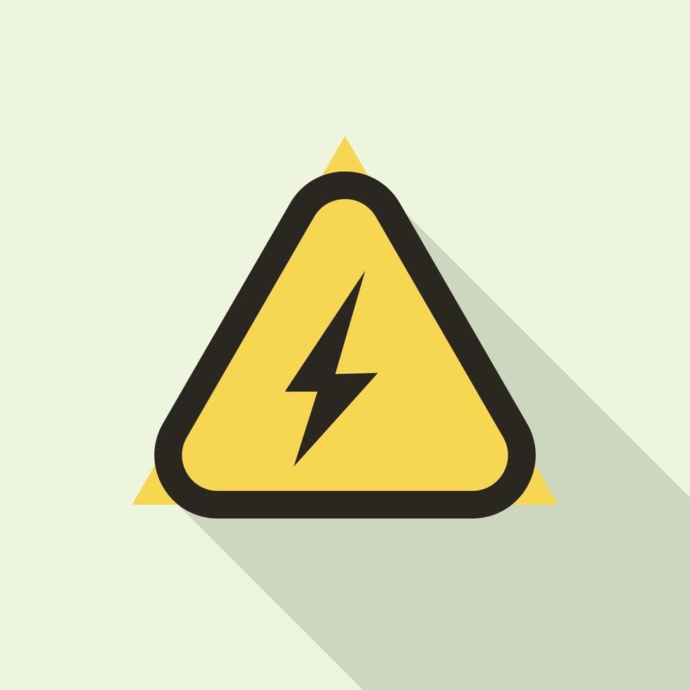 ícone de sinal amarelo de choque elétrico, estilo simples vetor