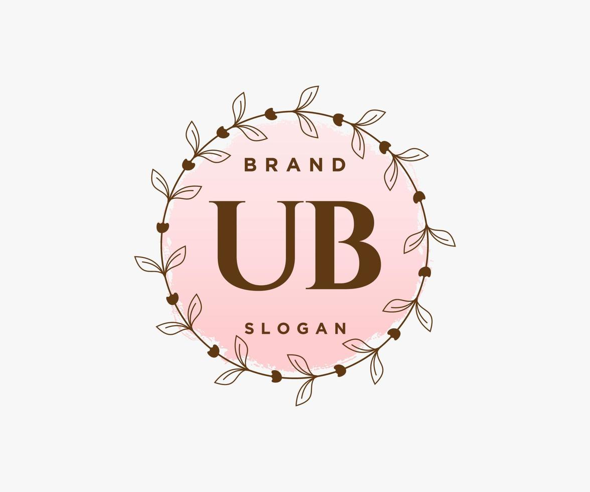 logotipo feminino ub inicial. utilizável para logotipos de natureza, salão, spa, cosméticos e beleza. elemento de modelo de design de logotipo de vetor plana.