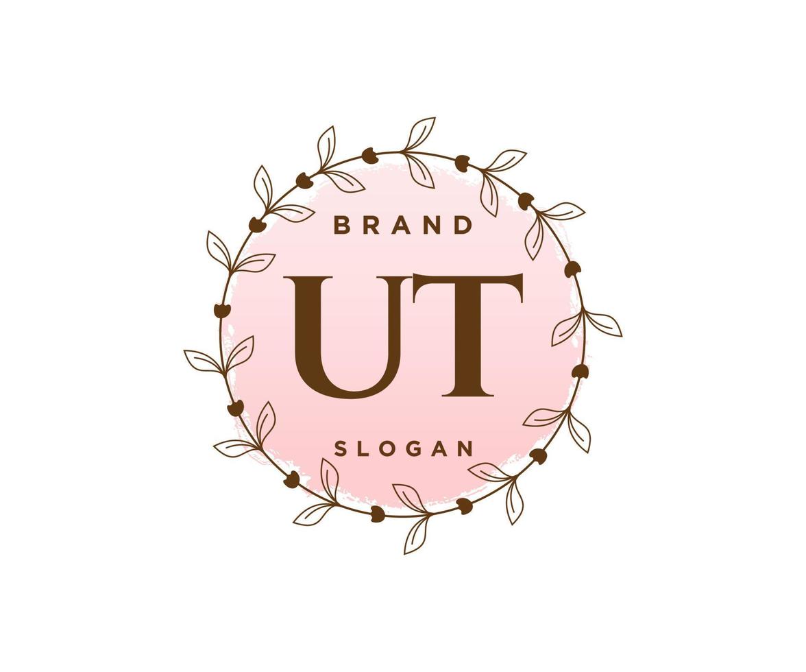 logo inicial ut feminino. utilizável para logotipos de natureza, salão, spa, cosméticos e beleza. elemento de modelo de design de logotipo de vetor plana.