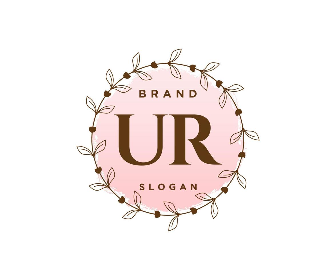 inicial ur logotipo feminino. utilizável para logotipos de natureza, salão, spa, cosméticos e beleza. elemento de modelo de design de logotipo de vetor plana.