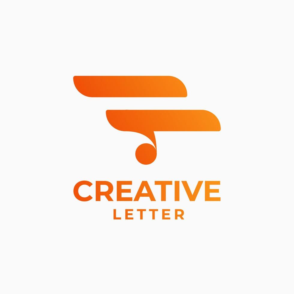 logotipo de carta criativa, design de alfabeto, design de letra f, logotipo de alfabeto geométrico, logotipo de gradiente de letra vetor