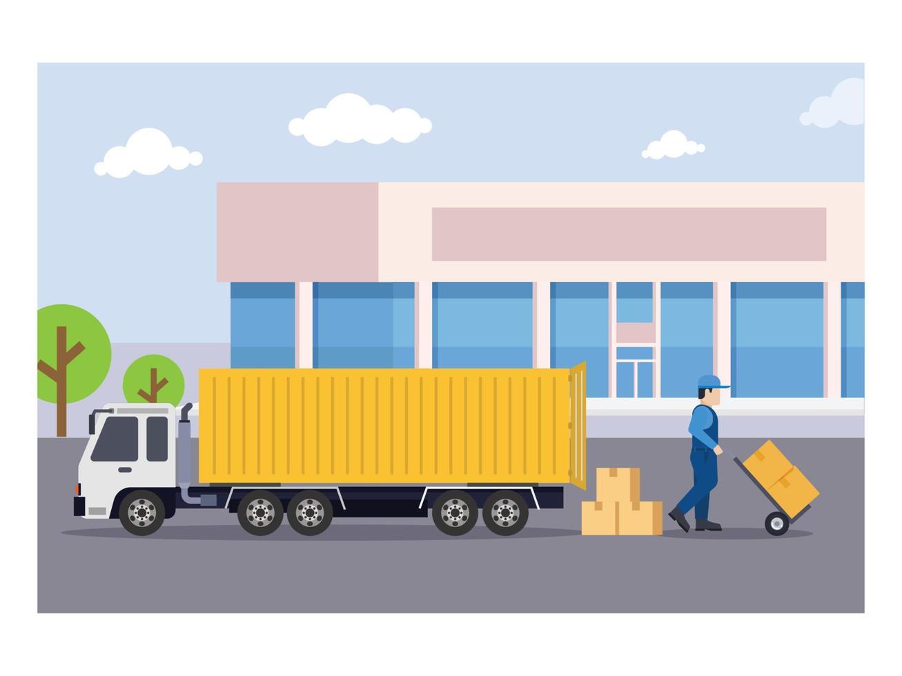 ilustração de pacote de carga de serviço de entrega vetor
